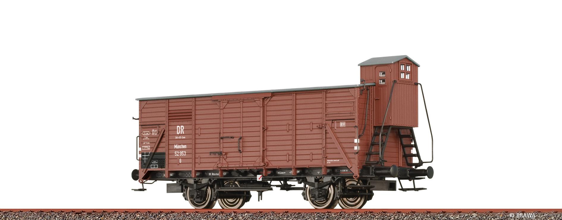 BRAWA H0 49822  - GEDECKTER GÜTERWAGEN G DER DR, BRIT-US-ZONE