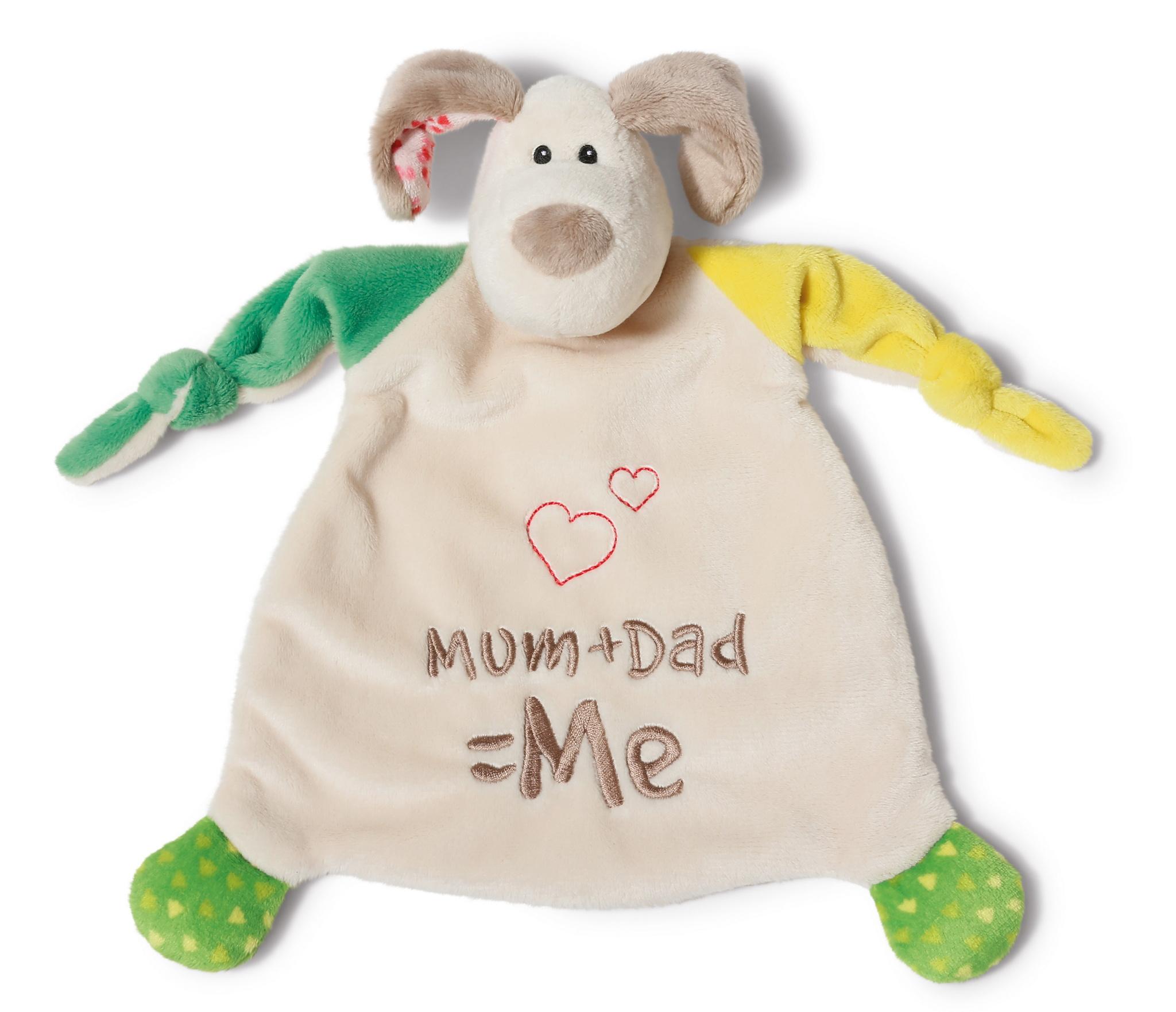 NICI Schmusetuch Hund"Mum+Dad=Me"
