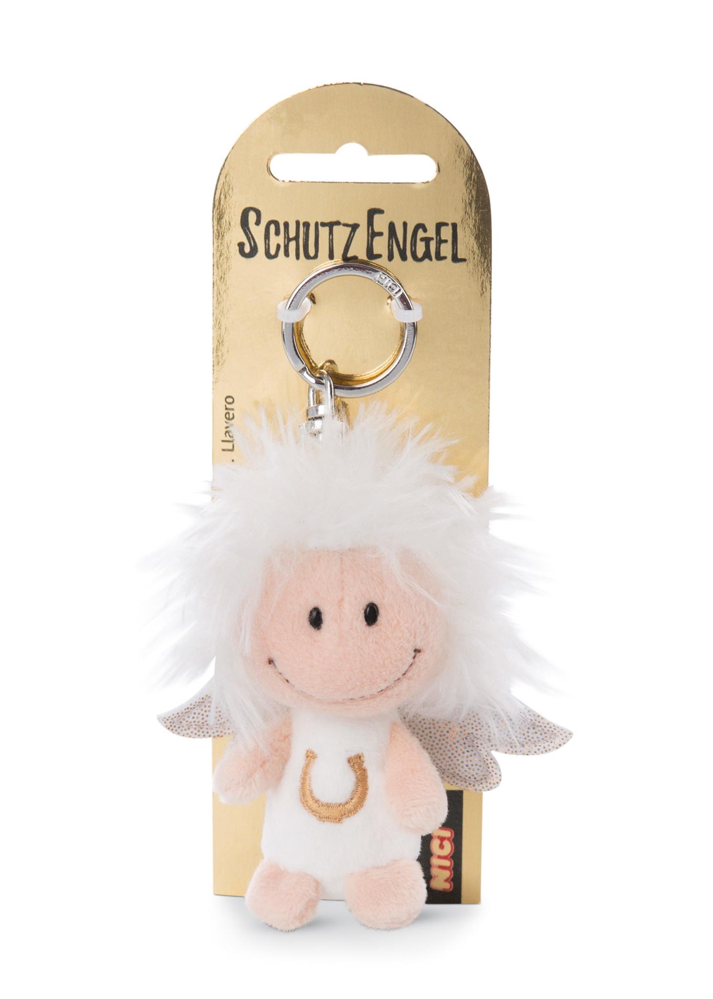 NICI Schlüsselanhänger weiß Schutzengel mit Symbol Hufeisen 7cm
