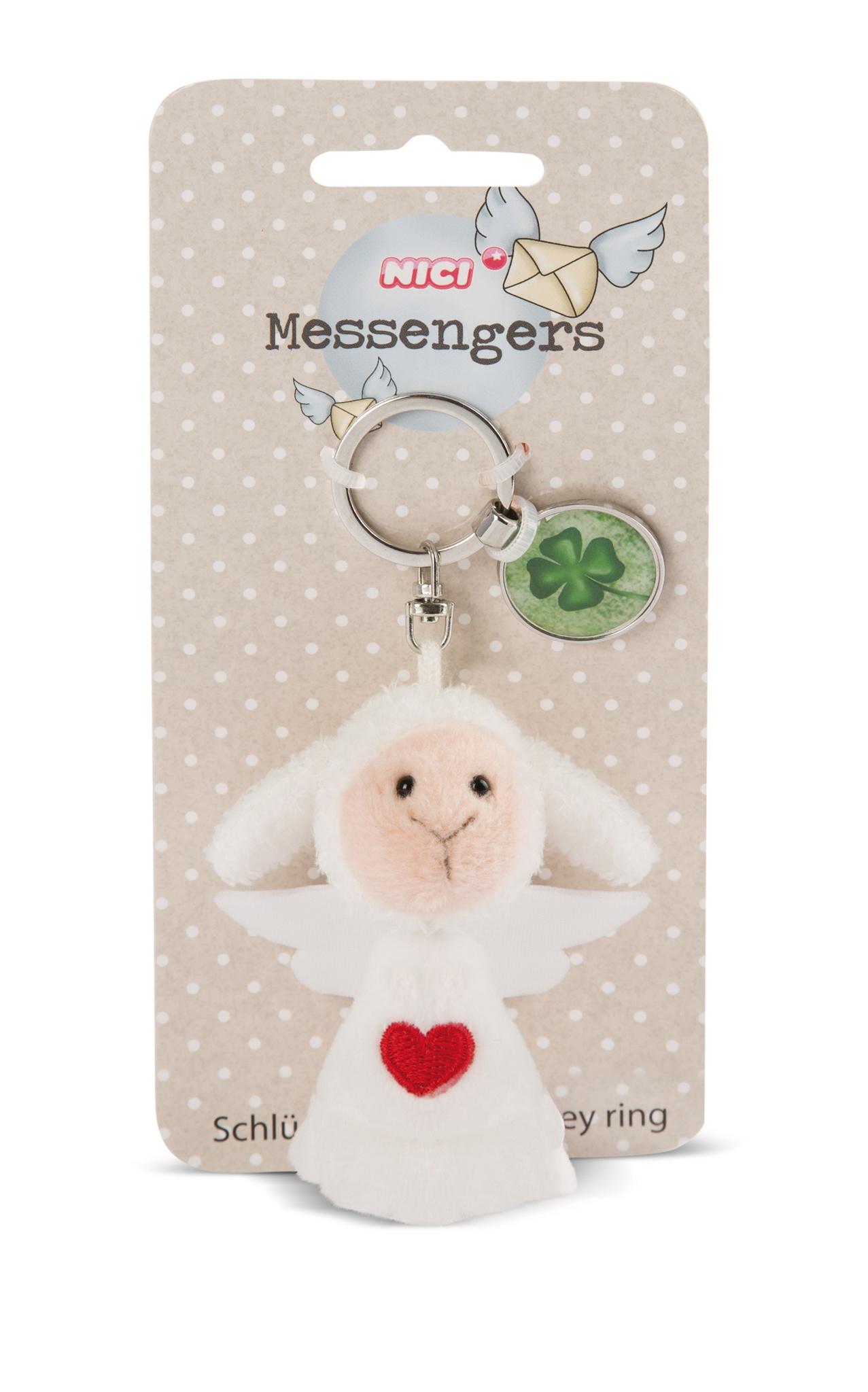 NICI Schlüsselanhänger Engel mit Herz mit Anhänger Kleeblatt 7cm