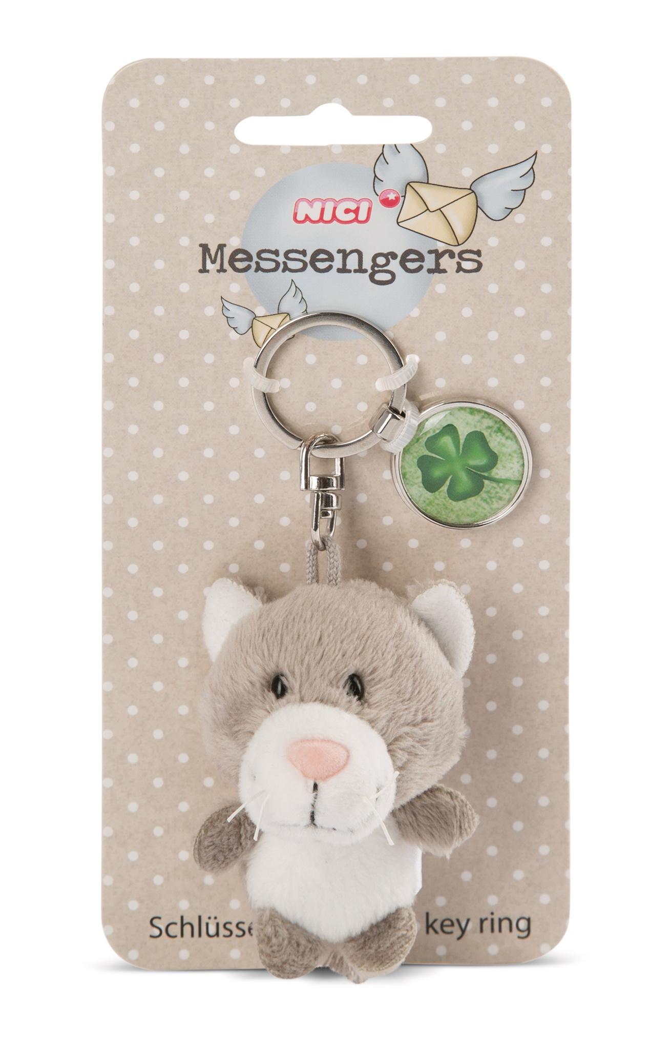 NICI Schlüsselanhänger Katze mit Anhänger Kleeblatt 7cm