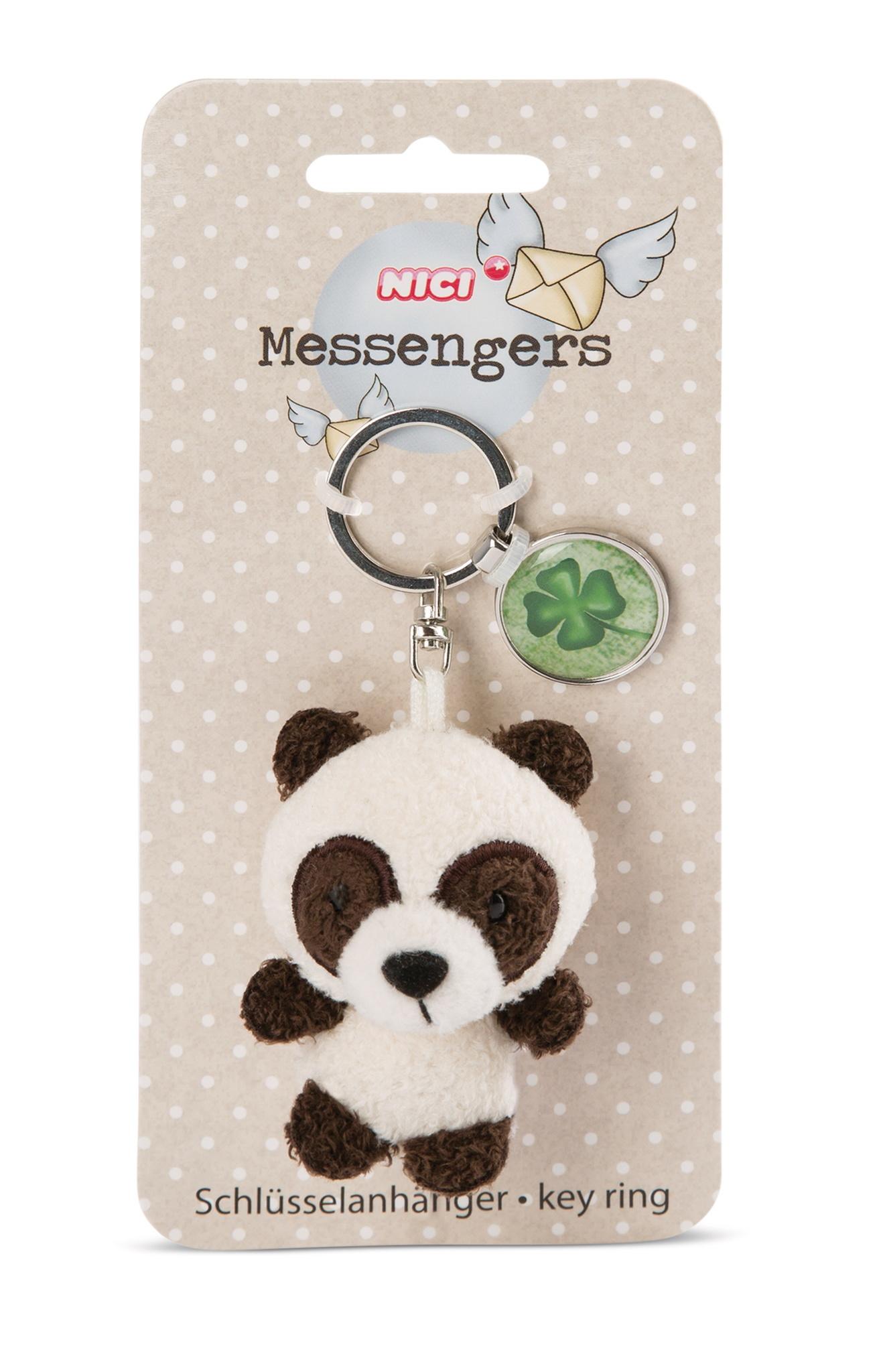 NICI Schlüsselanhänger Panda mit Anhänger Kleeblatt 7cm