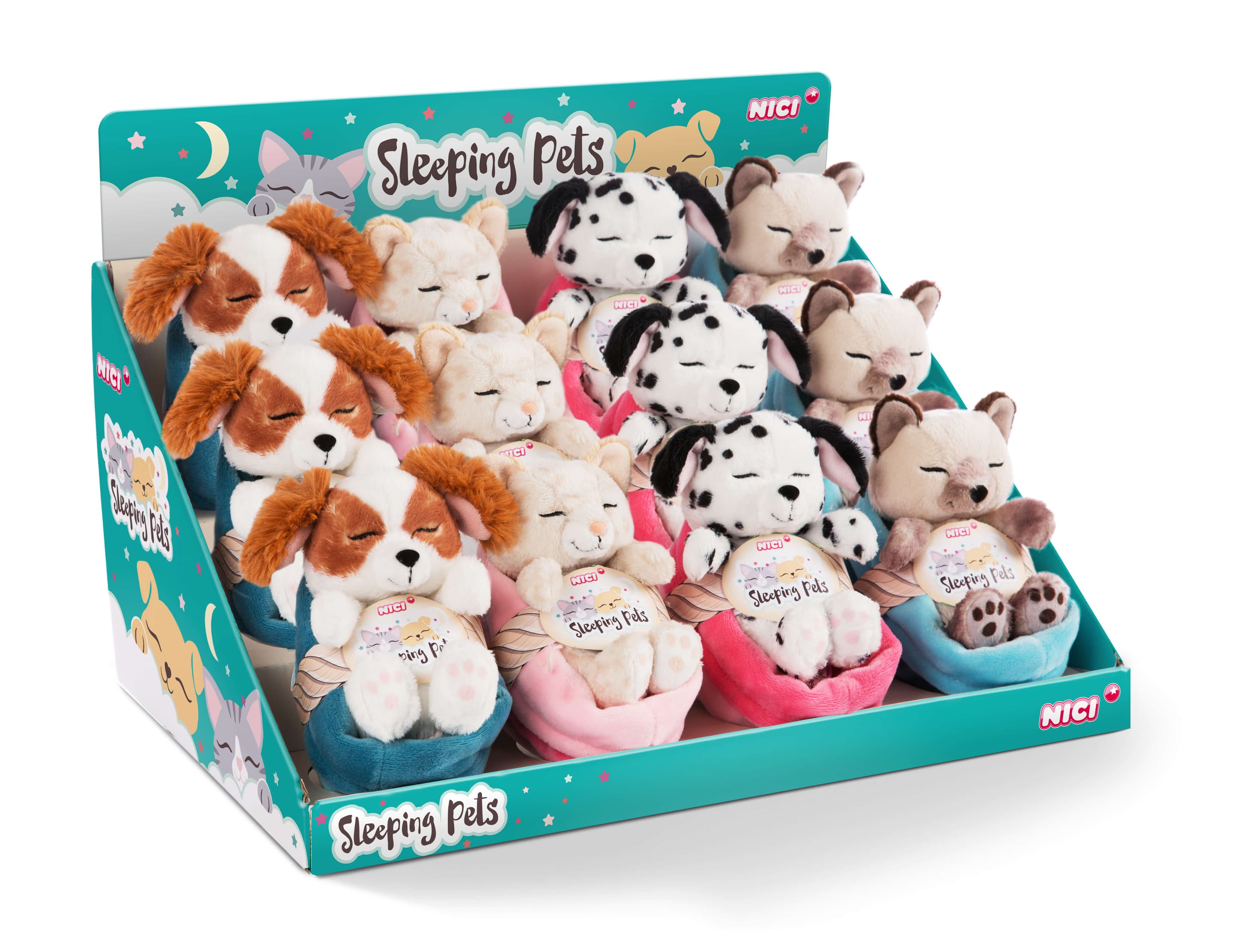 NICI Sleeping Pets 12cm, 4 Designs sort. im Display