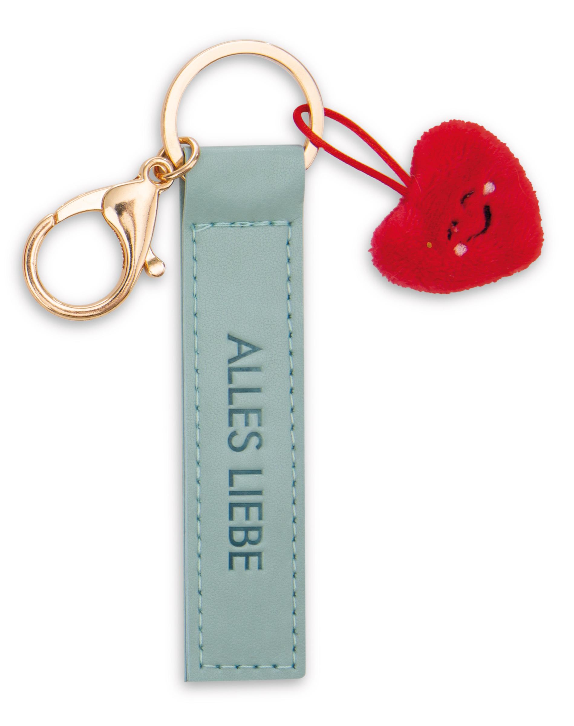 NICI Schlüsselanhänger »Alles Liebe« Kunstlederband türkis 10cm