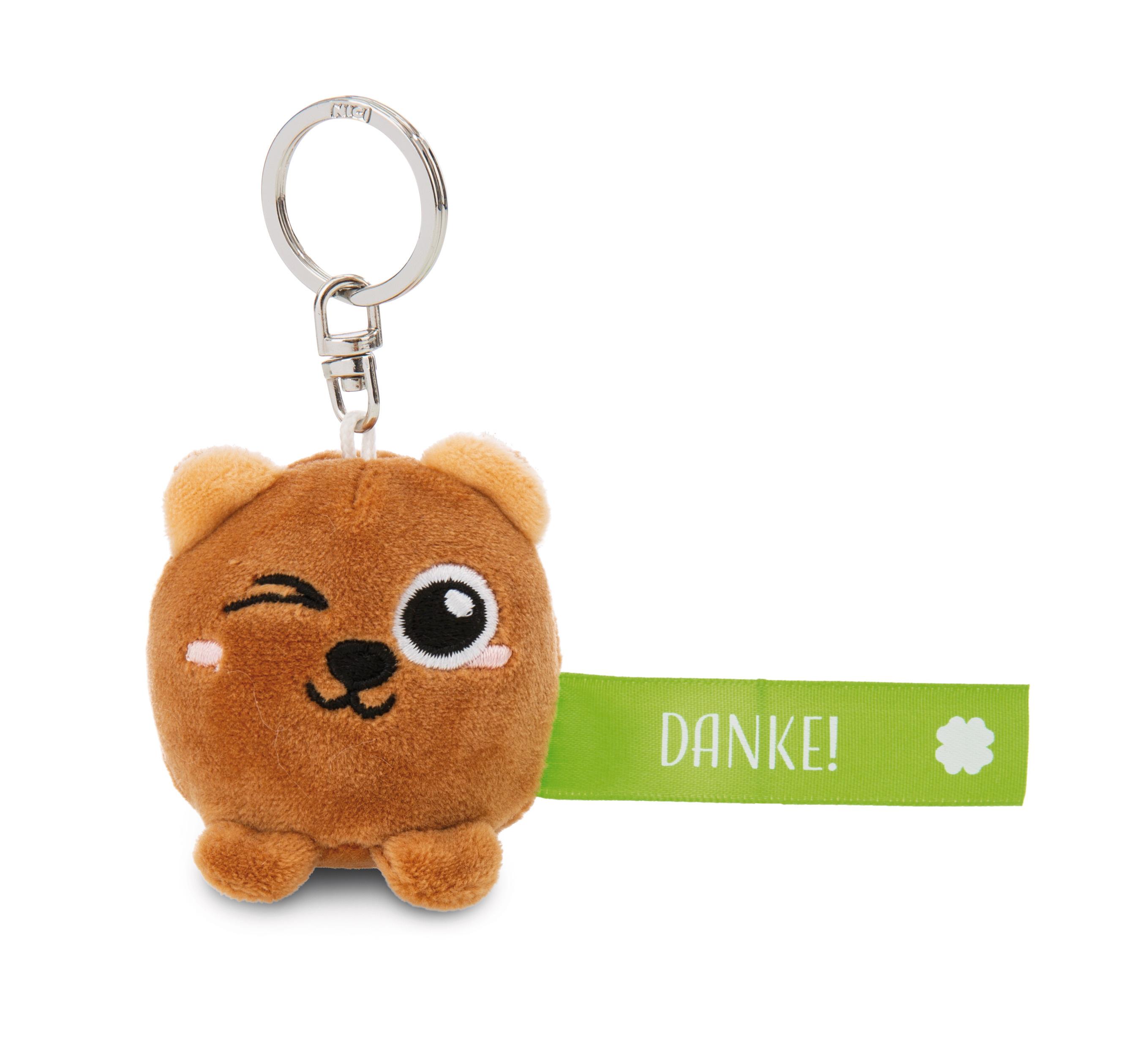 NICI Schlüsselanhänger Bär „Danke!“ grün 5cm