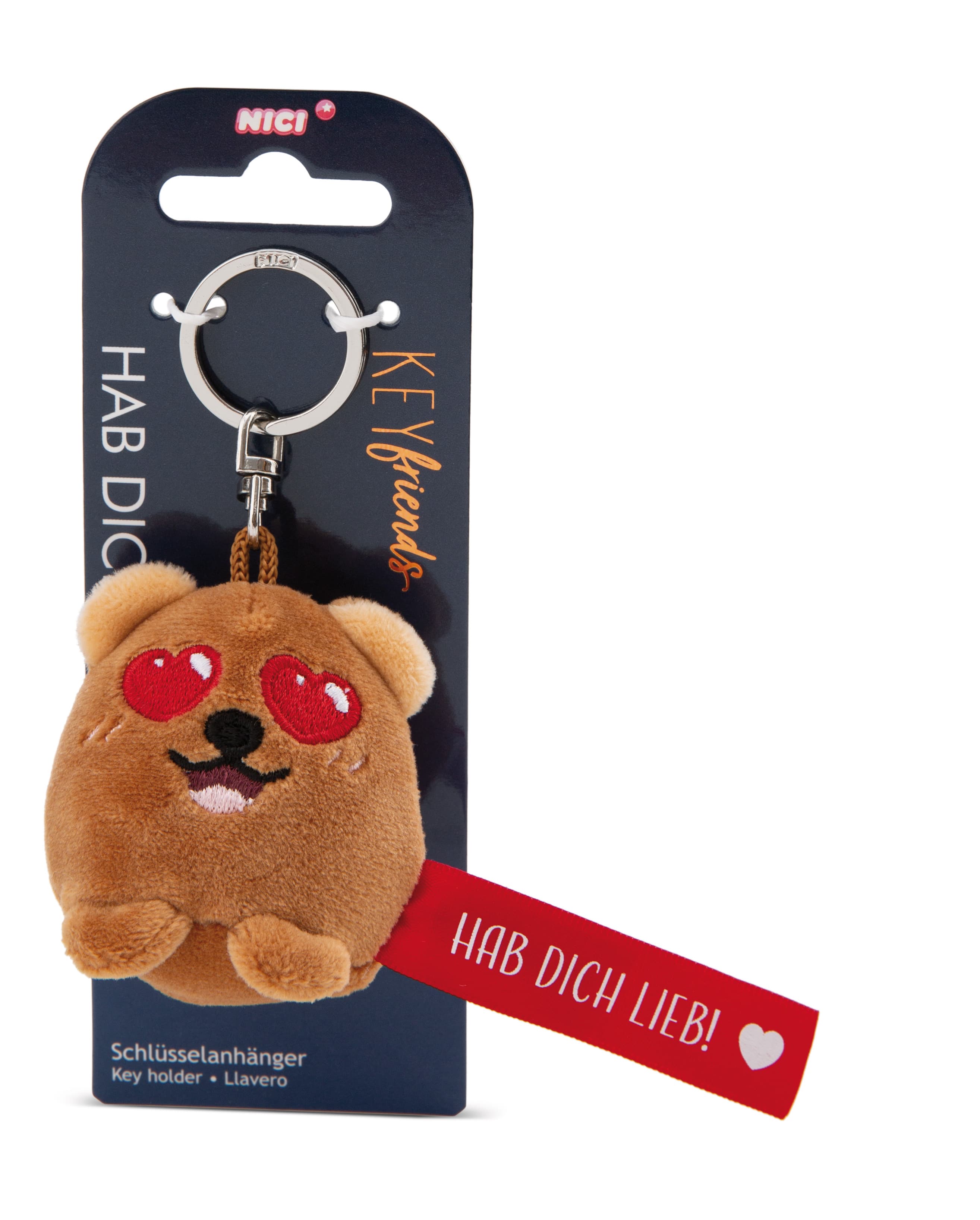 Produktbild NICI Schlüsselanhänger Bär „Hab dich lieb!“ rot 5cm 2 von 4
