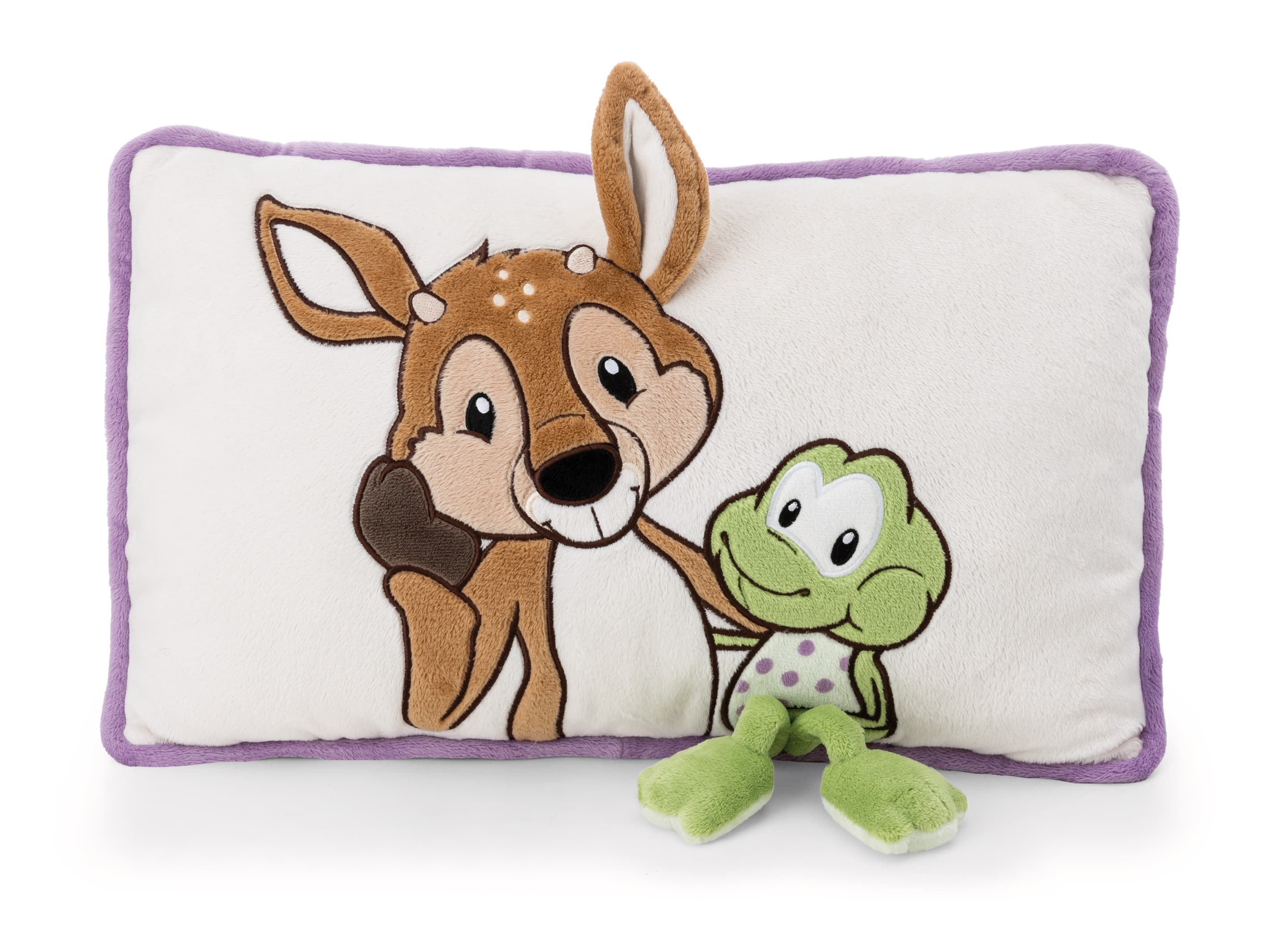 NICI Kissen Rehbock René Roebuck & Frosch Fridolin Frog rechteckig 43x25cm GREEN