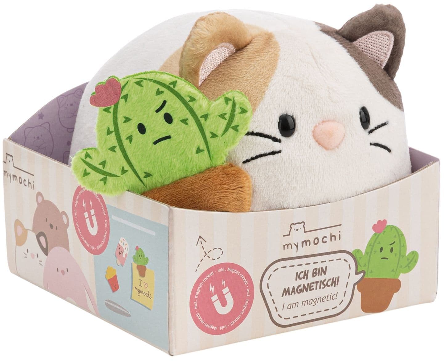 NICI Kuscheltier My Mochi Katze Angy mit Magnet 13cm liegend
