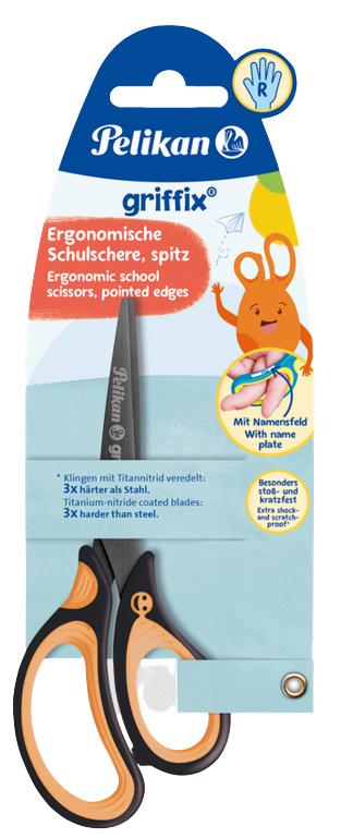 Pelikan griffix® Schulschere spitz für Rechtshänder Neon Black