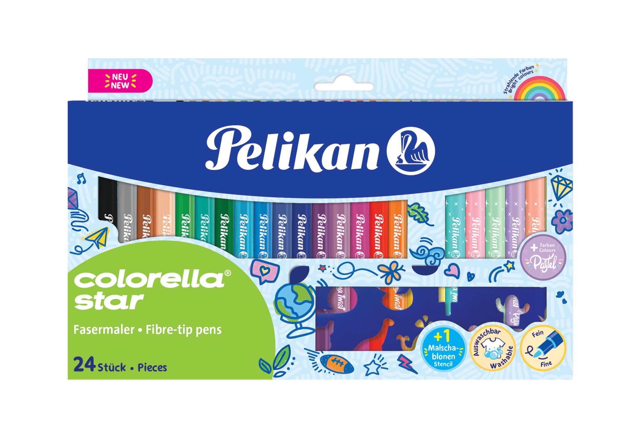 Pelikan Fasermaler Colorella 24 Farben + Ausmalschablone