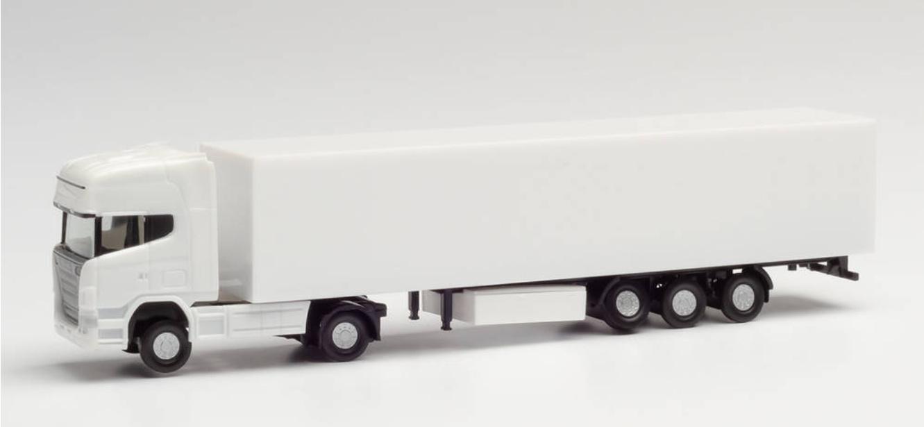 Herpa 013802 - Minikit Scania R TL Koffer-Sattelzug, weiß