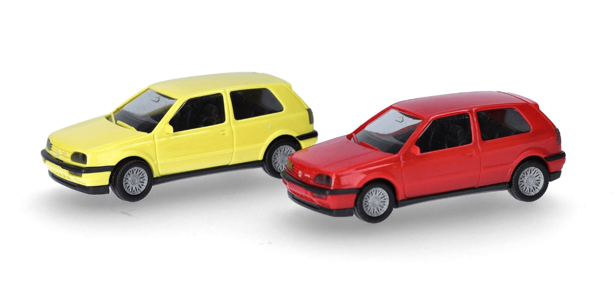 Produktbild Herpa 014014 1:87 MiniKit: Volkswagen (VW) Golf III VR6 2türig, 2er-Set, Schwefelgelb/Flashrot 4 von 4