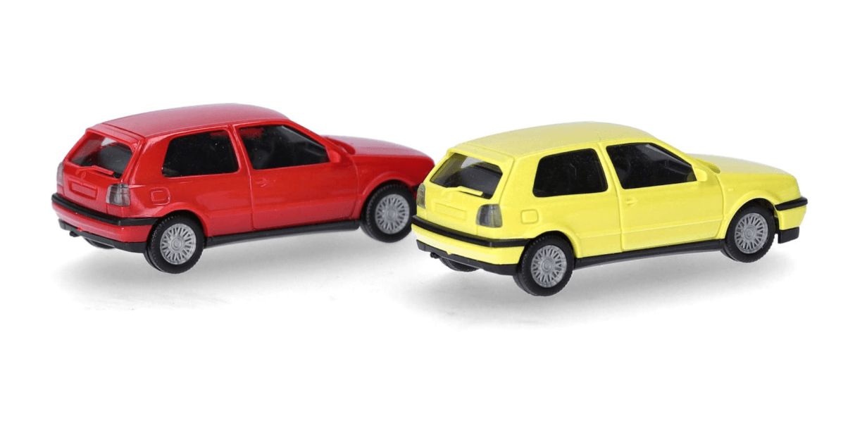 Produktbild Herpa 014014 1:87 MiniKit: Volkswagen (VW) Golf III VR6 2türig, 2er-Set, Schwefelgelb/Flashrot 3 von 4