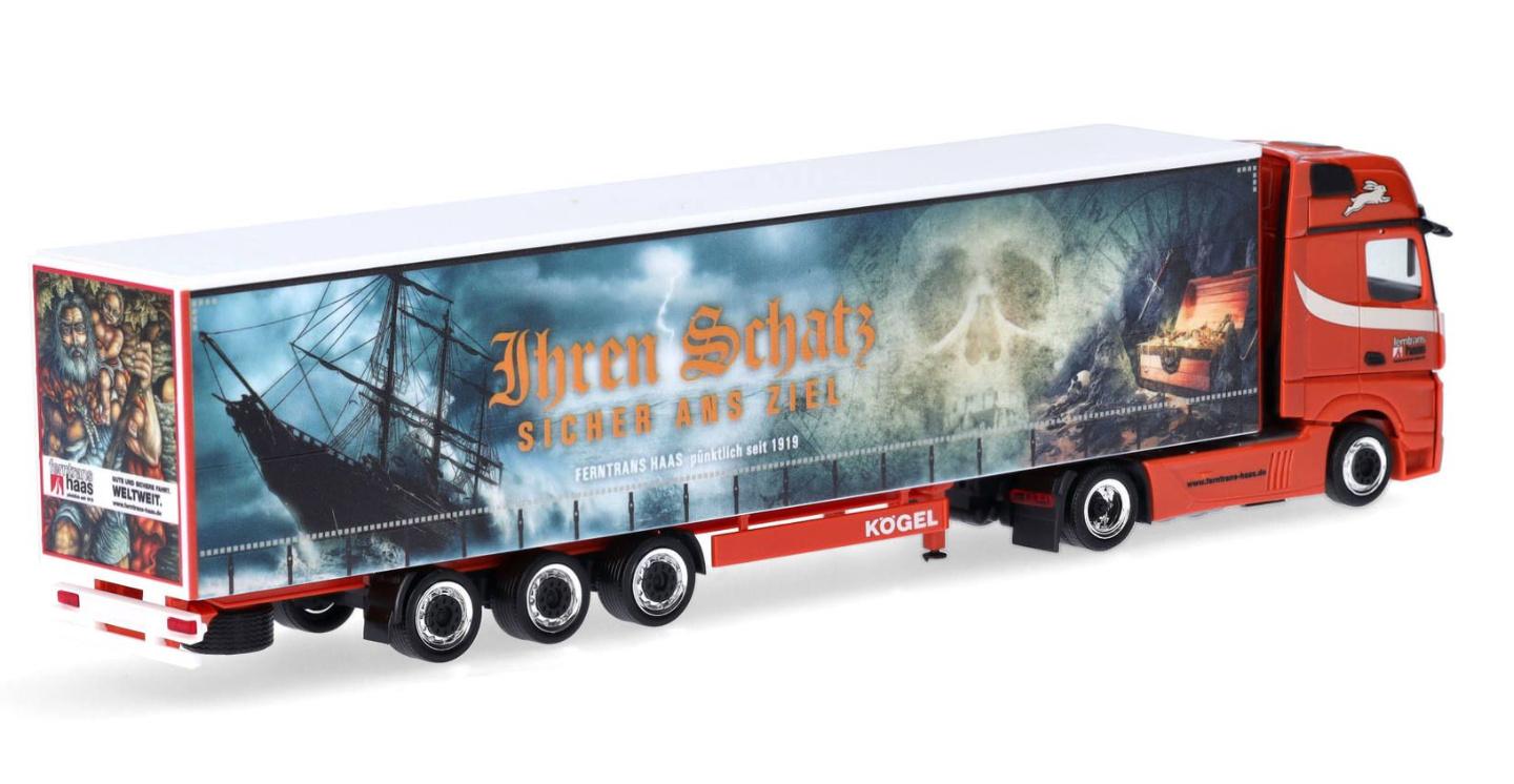 Produktbild Herpa 317450 1:87 Mercedes-Benz Actros L Gigaspace Lowlinergardinenplanen-Sattelzug"Ferntrans Haas" 3 von 5
