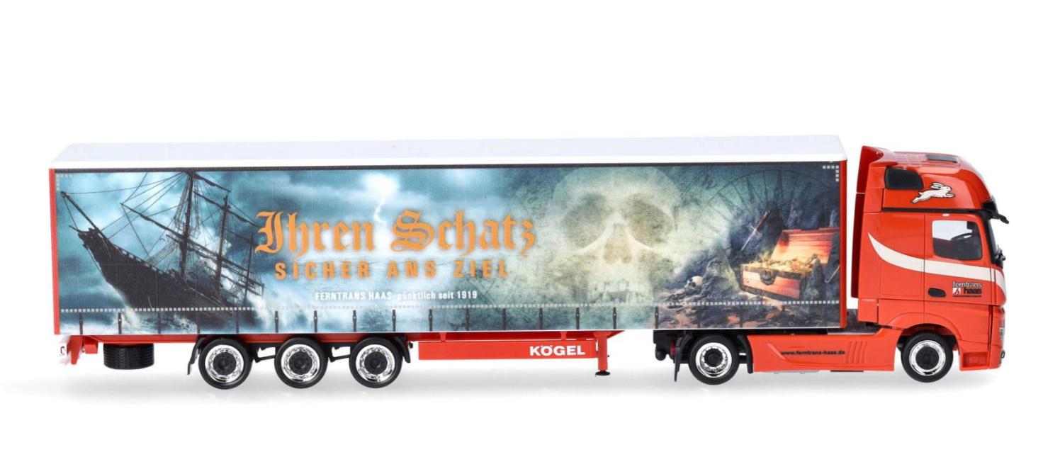 Produktbild Herpa 317450 1:87 Mercedes-Benz Actros L Gigaspace Lowlinergardinenplanen-Sattelzug"Ferntrans Haas" 5 von 5