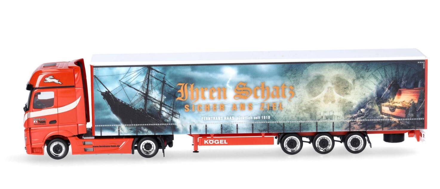 Produktbild Herpa 317450 1:87 Mercedes-Benz Actros L Gigaspace Lowlinergardinenplanen-Sattelzug"Ferntrans Haas" 2 von 5