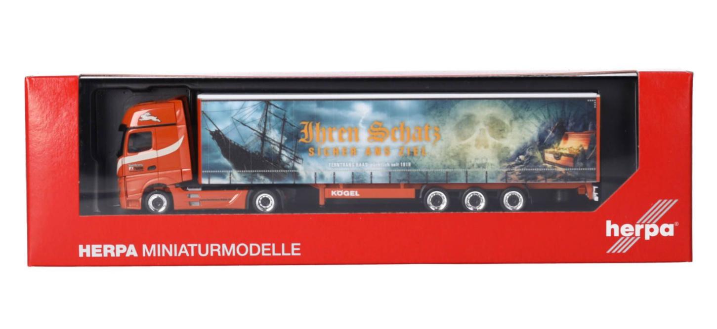 Produktbild Herpa 317450 1:87 Mercedes-Benz Actros L Gigaspace Lowlinergardinenplanen-Sattelzug"Ferntrans Haas" 4 von 5