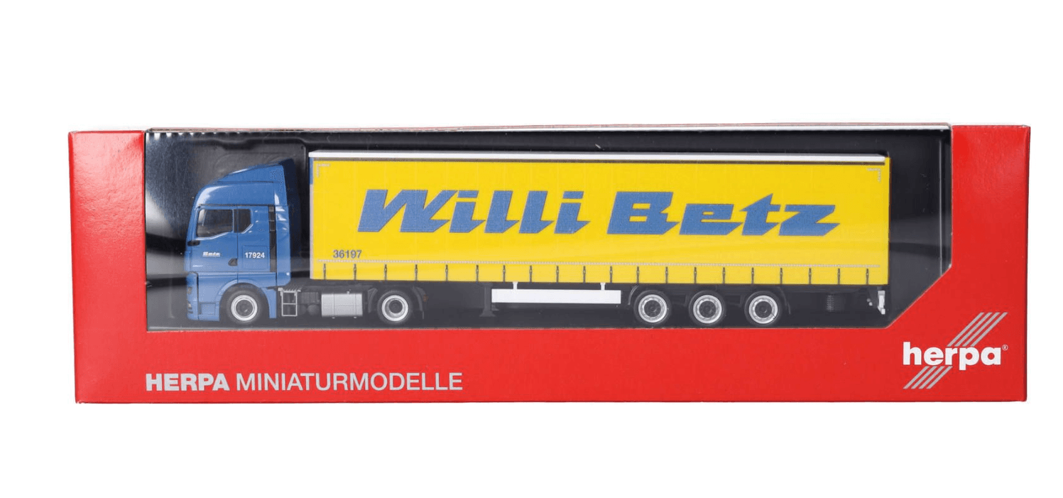 Produktbild Herpa 318808 1:87 MAN TGX GM Lowlinergardinenplanen-Sattelzug "Willi Betz" 2 von 5