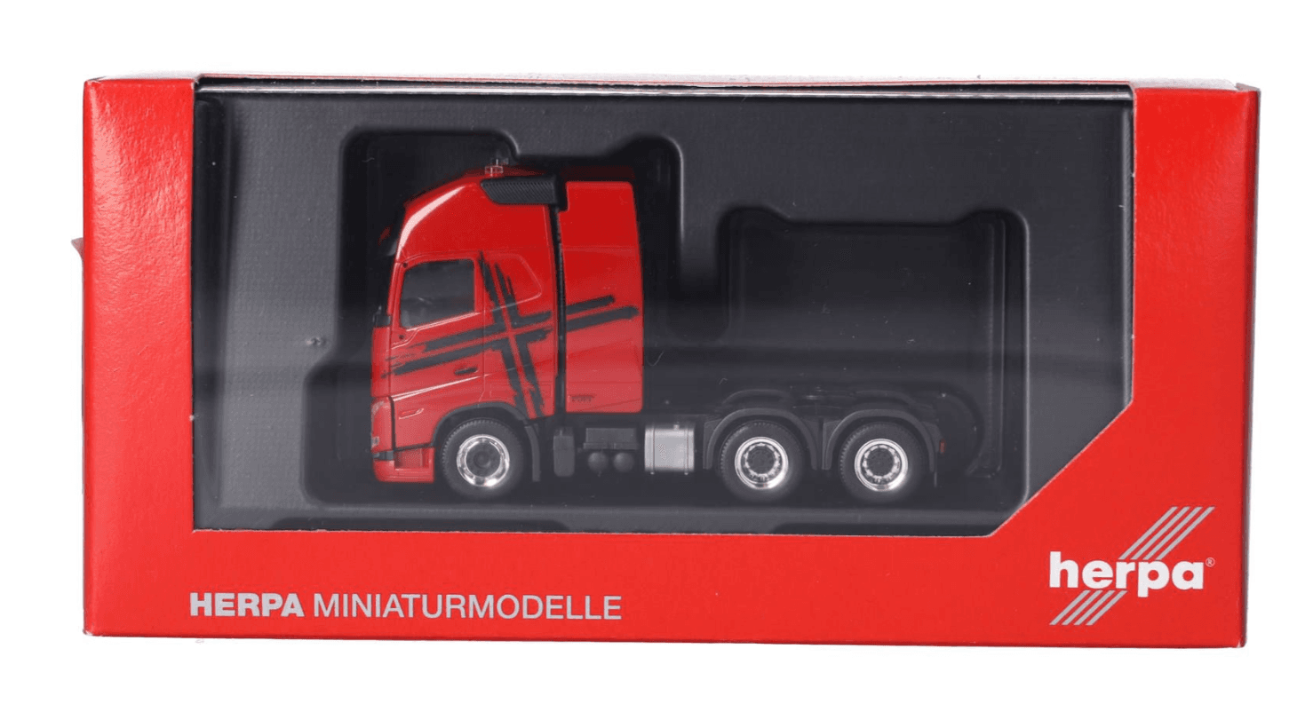 Produktbild Herpa 318624-002 1:87 Volvo FH 16 GL XL 2020 Zugmaschine mit Schwerlastturm 3achs, rot-schwarz 2 von 5