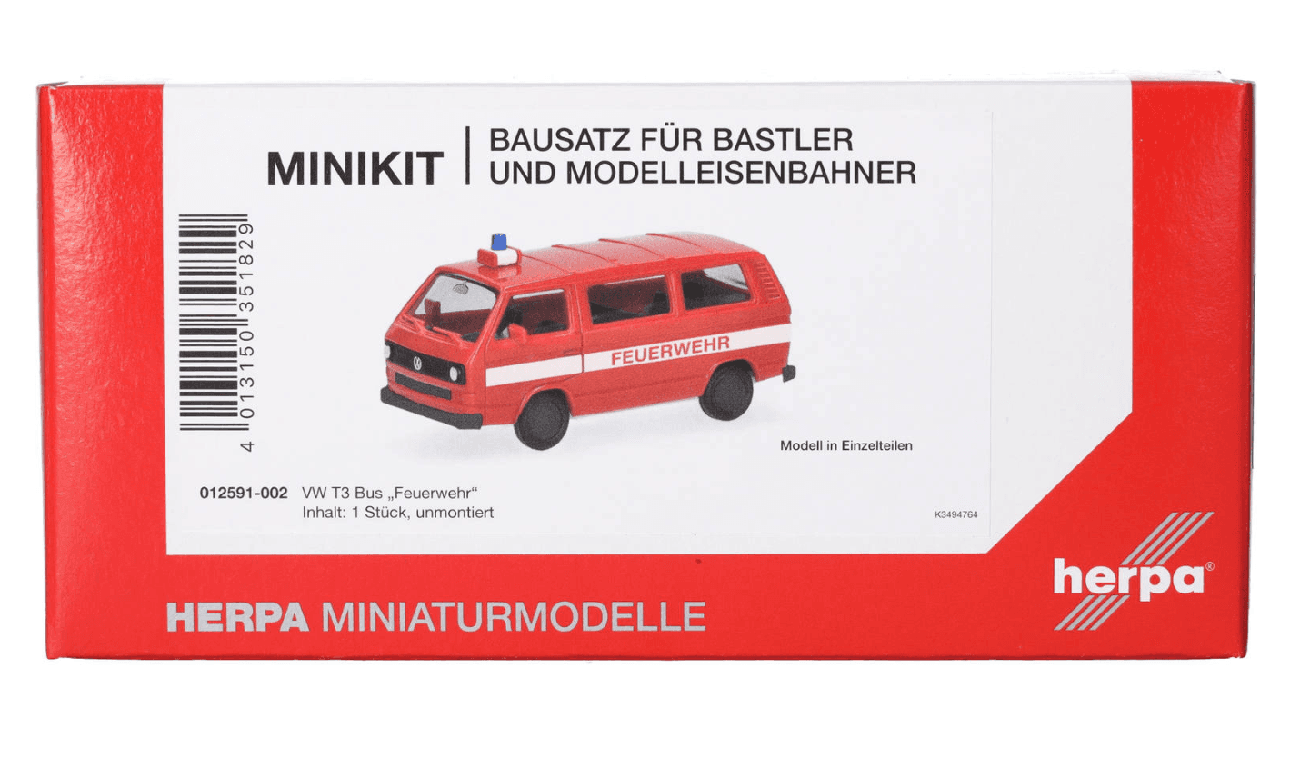 Herpa 012591-002 1:87 MiniKit: Volkswagen (VW) T3 Bus "Feuerwehr"