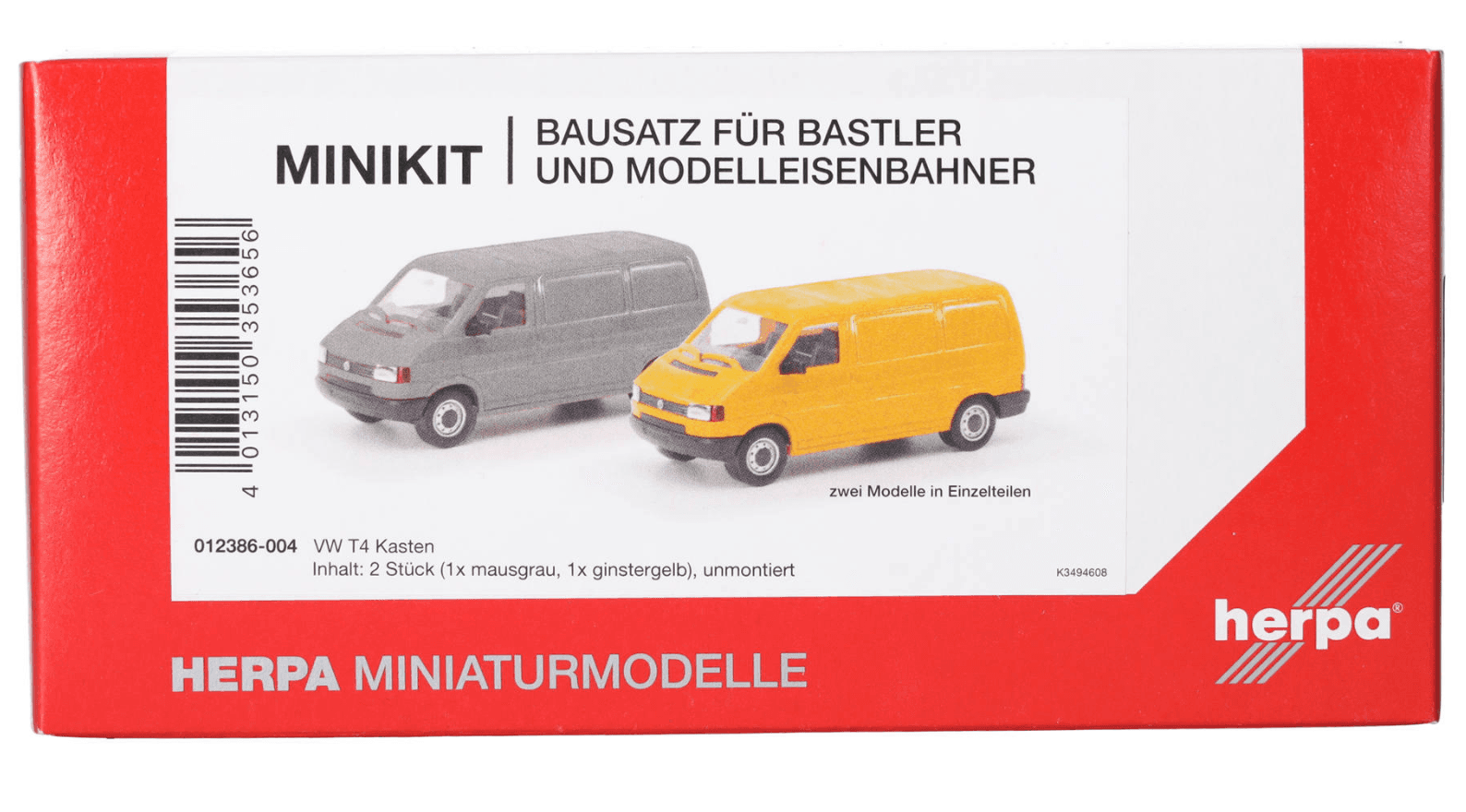 Herpa 012386-004 1:87 MiniKit: Volkswagen (VW) T4 Kasten, grau/ginstergelb