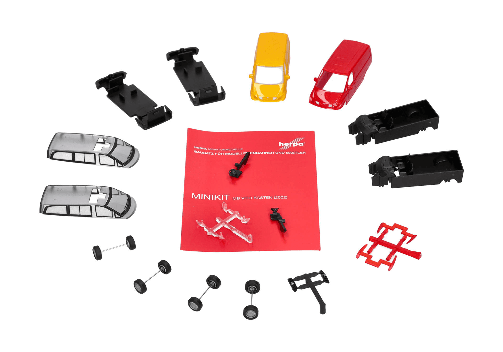 Herpa MiniKit Mercedes-Benz Vito Kasten 2002 gelb/rot 1:87