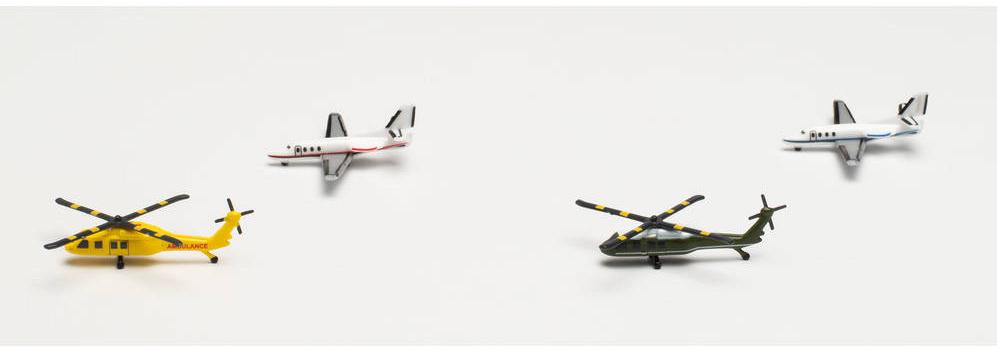 HERPA 535939 1:500 HELICOPTER UND BIZJET SET (2+2)