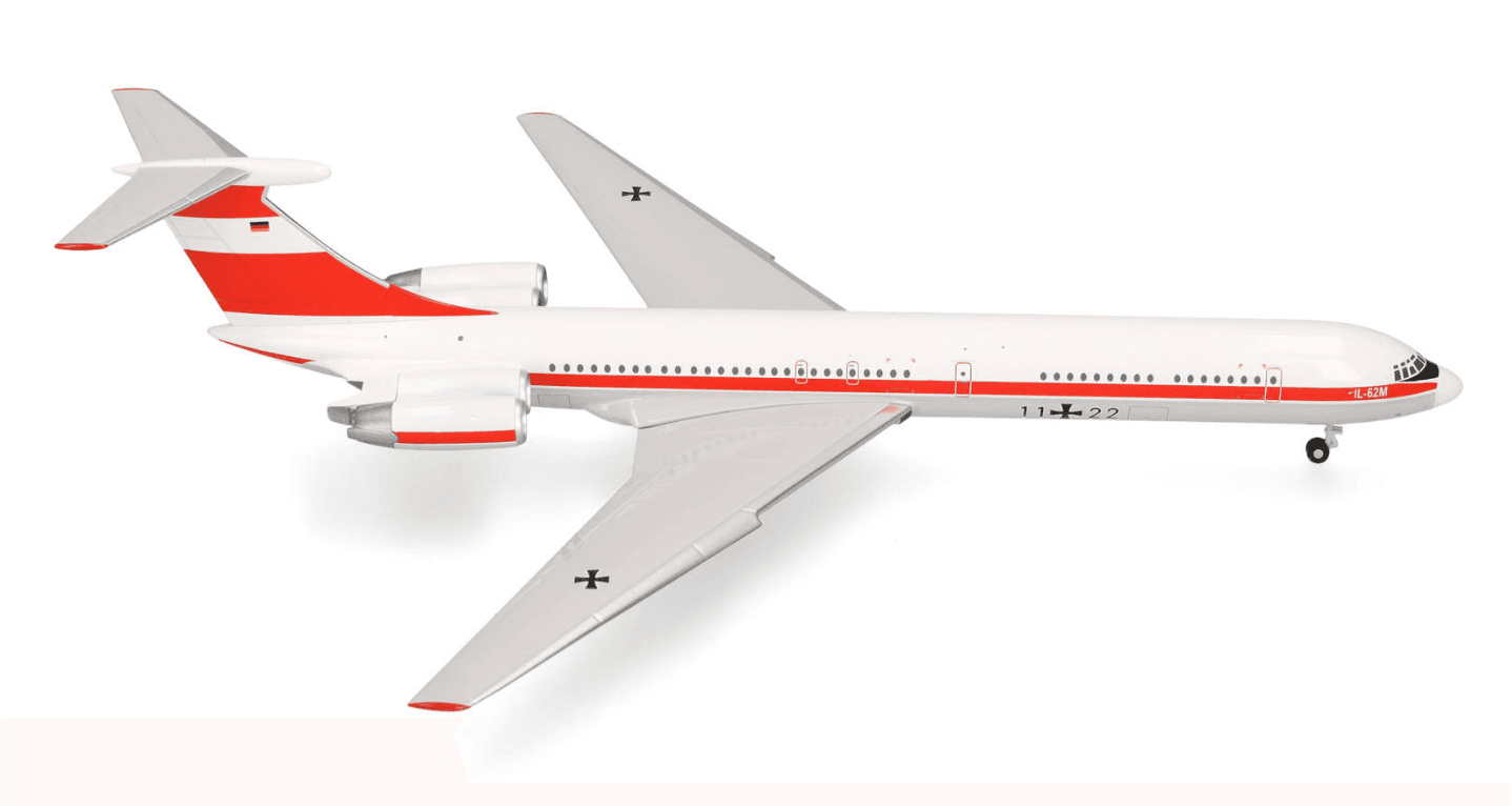 Herpa 573412 1:200 Luftwaffe Flugbereitschaft Ilyushin IL-62M - 11+22