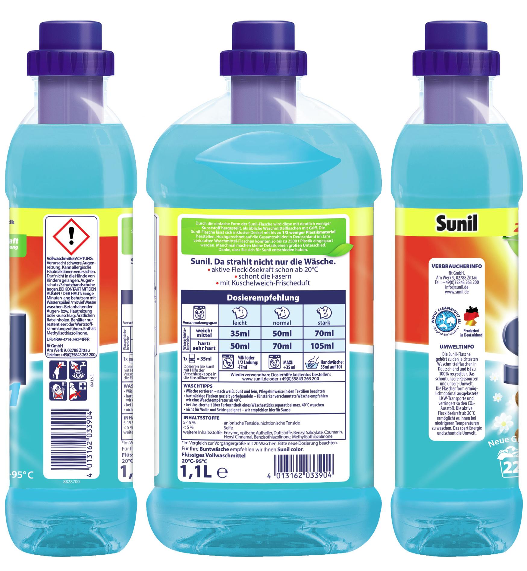 Produktbild Sunil Vollwaschmittel 2IN1 flüssig 22WL 4 von 4