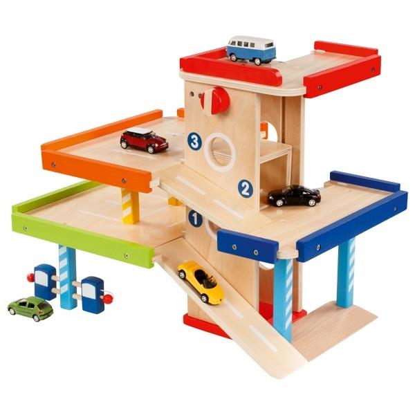 Goki Parkhaus, Parkgarage aus Holz, Spielspaß für Auto-Fans