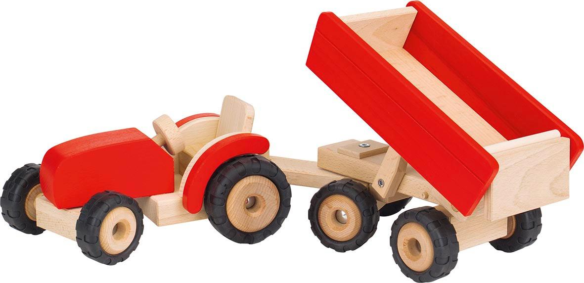 Goki Traktor rot mit Anhänger  55942