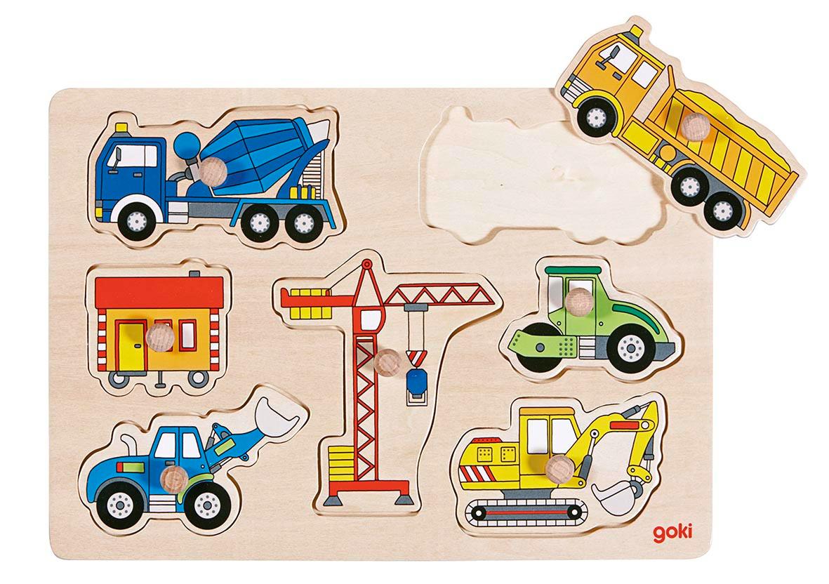Goki Steckpuzzle Baufahrzeuge  57593