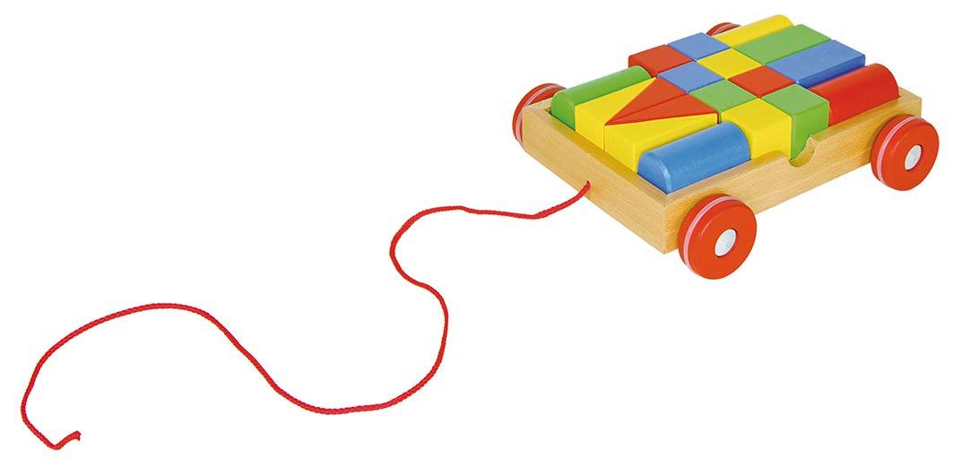 Goki Ziehwagen mit 18 Bausteinen, goki basic.  58558