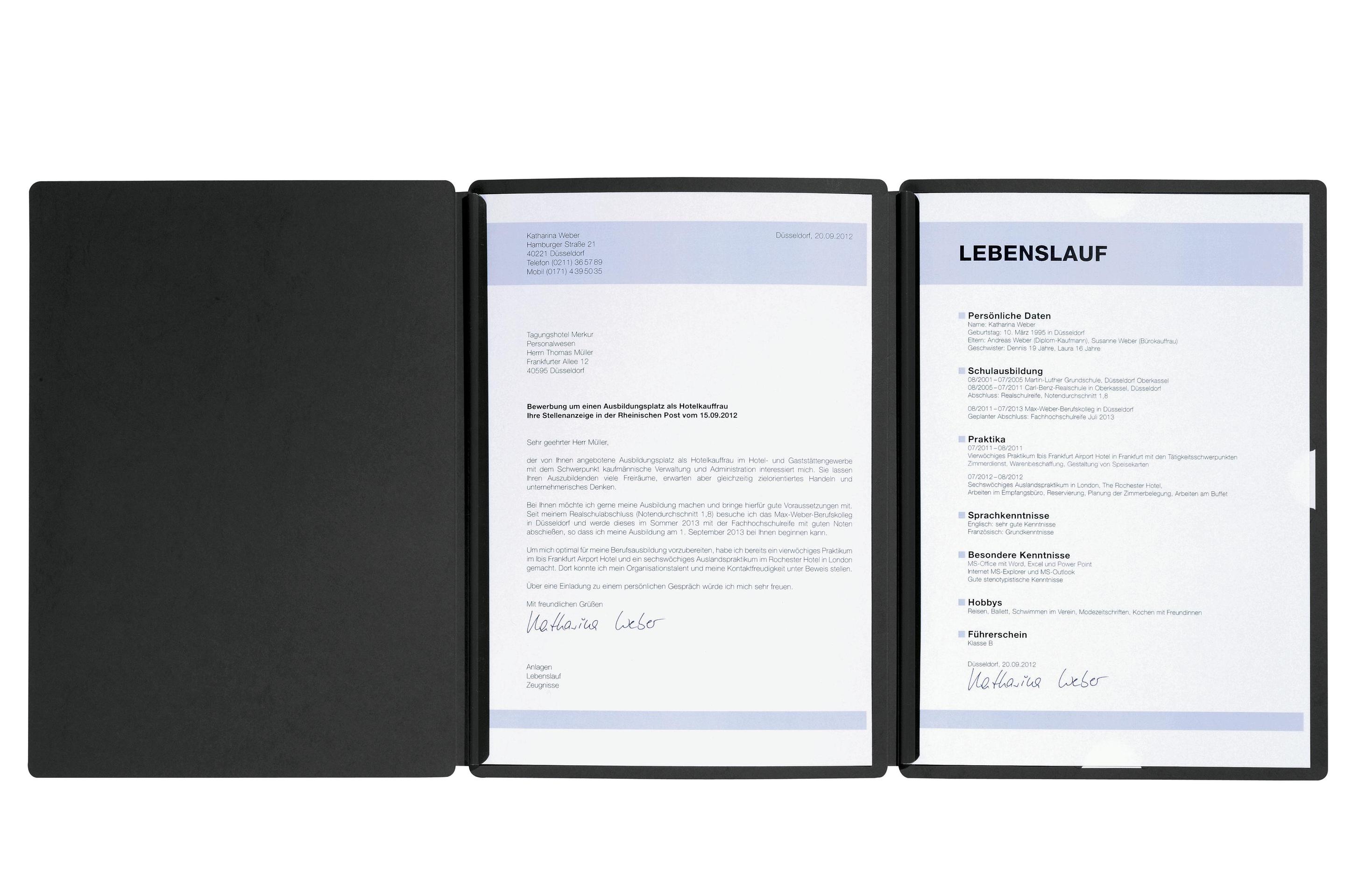 PAGNA Bewerbungsmappe Spirit Basic 3-tlg. schwarz
