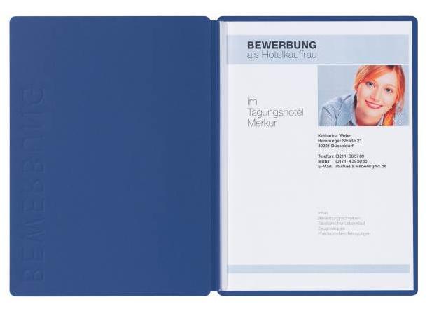 PAGNA Bewerbungsmappe Solo mit Klemmschiene blau