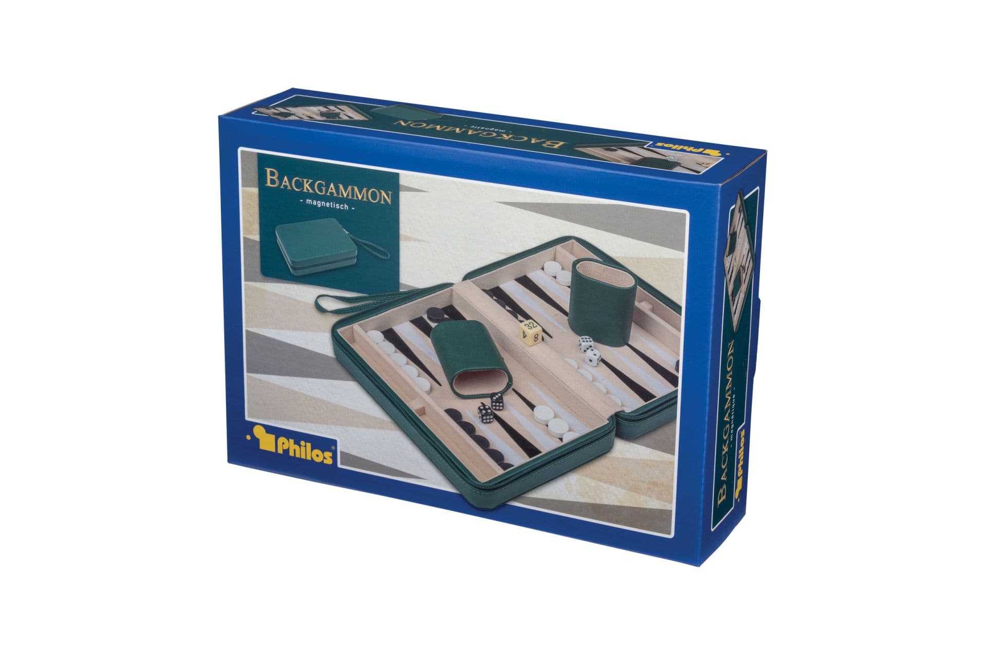 Produktbild Philos-Spiele Backgammon Thasos, Reise, grün, Kunstleder, magnetisch, mit Tragegriff 3 von 7