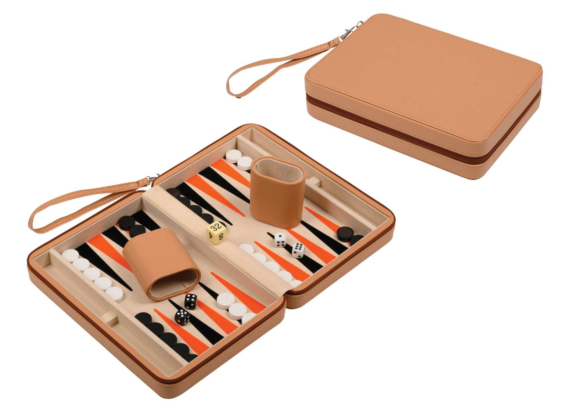 Philos-Spiele Backgammon Leros, Reise, Kunstleder, magnetisch, mit Tragegriff