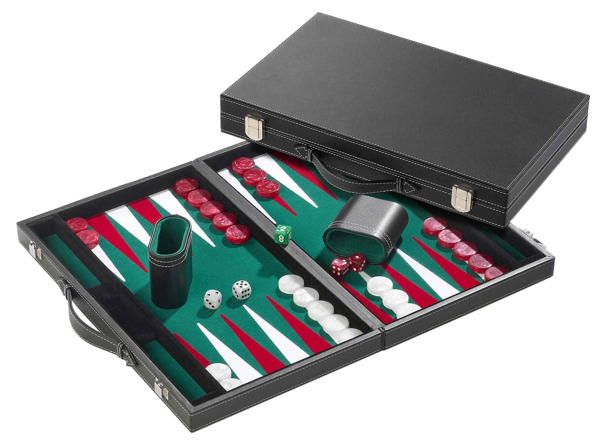 Philos-Spiele Backgammon grün, groß, Kunstleder 1722
