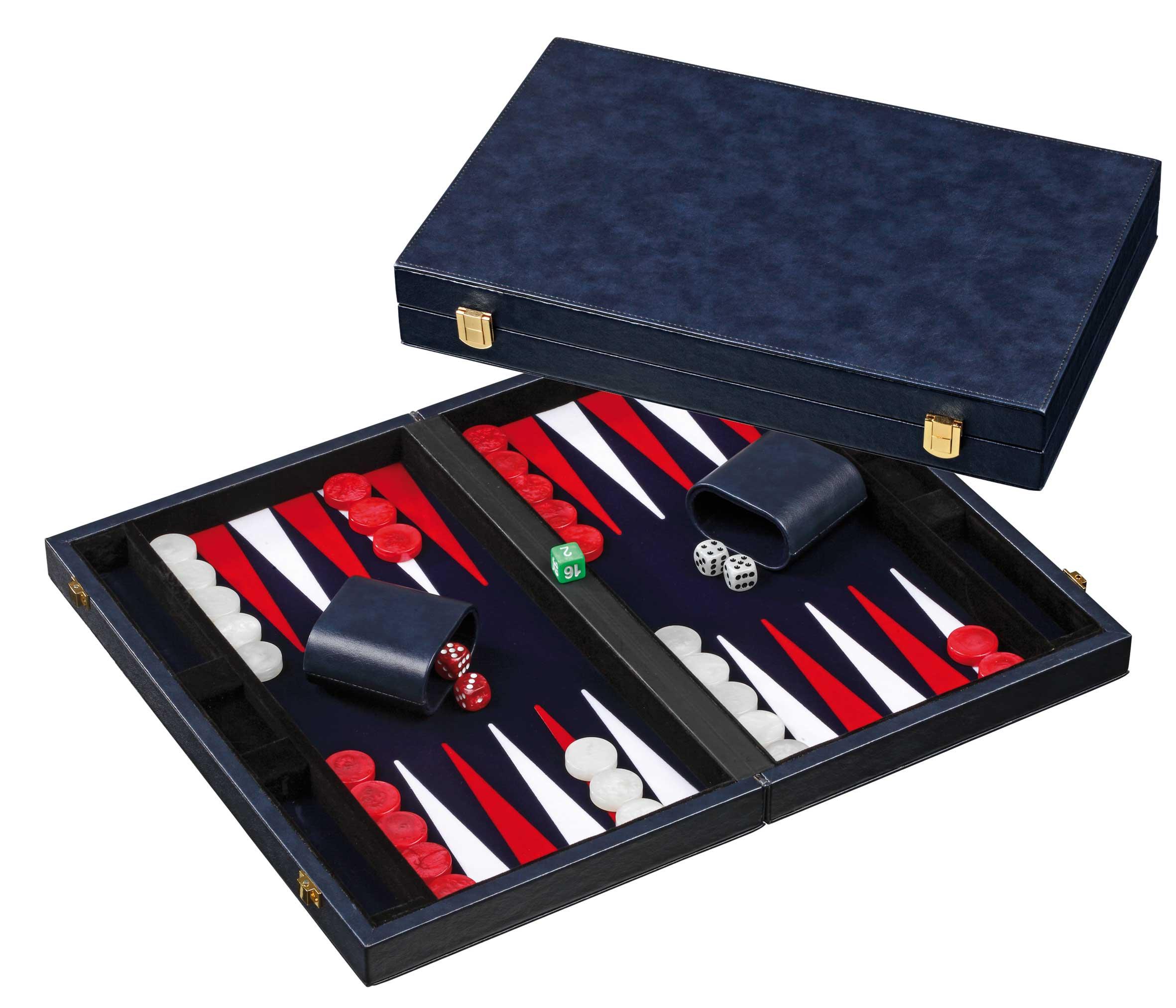 Philos-Spiele Backgammon blau, medium, Kunstleder 1734