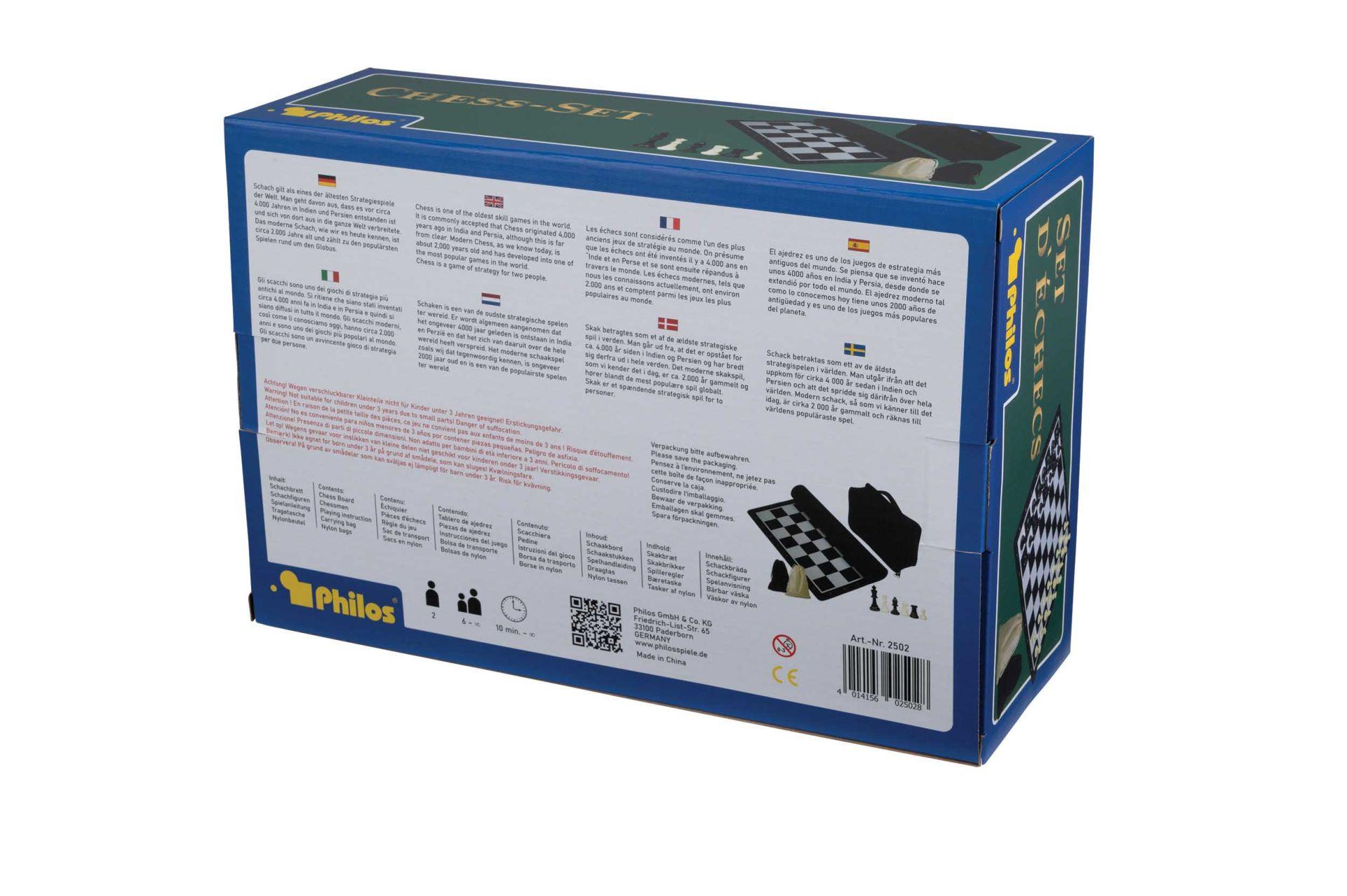 Produktbild Philos-Spiele Schachset, rollbar, Feld 55 mm, mit Kunstofffiguren und Tragetasche 9 von 10