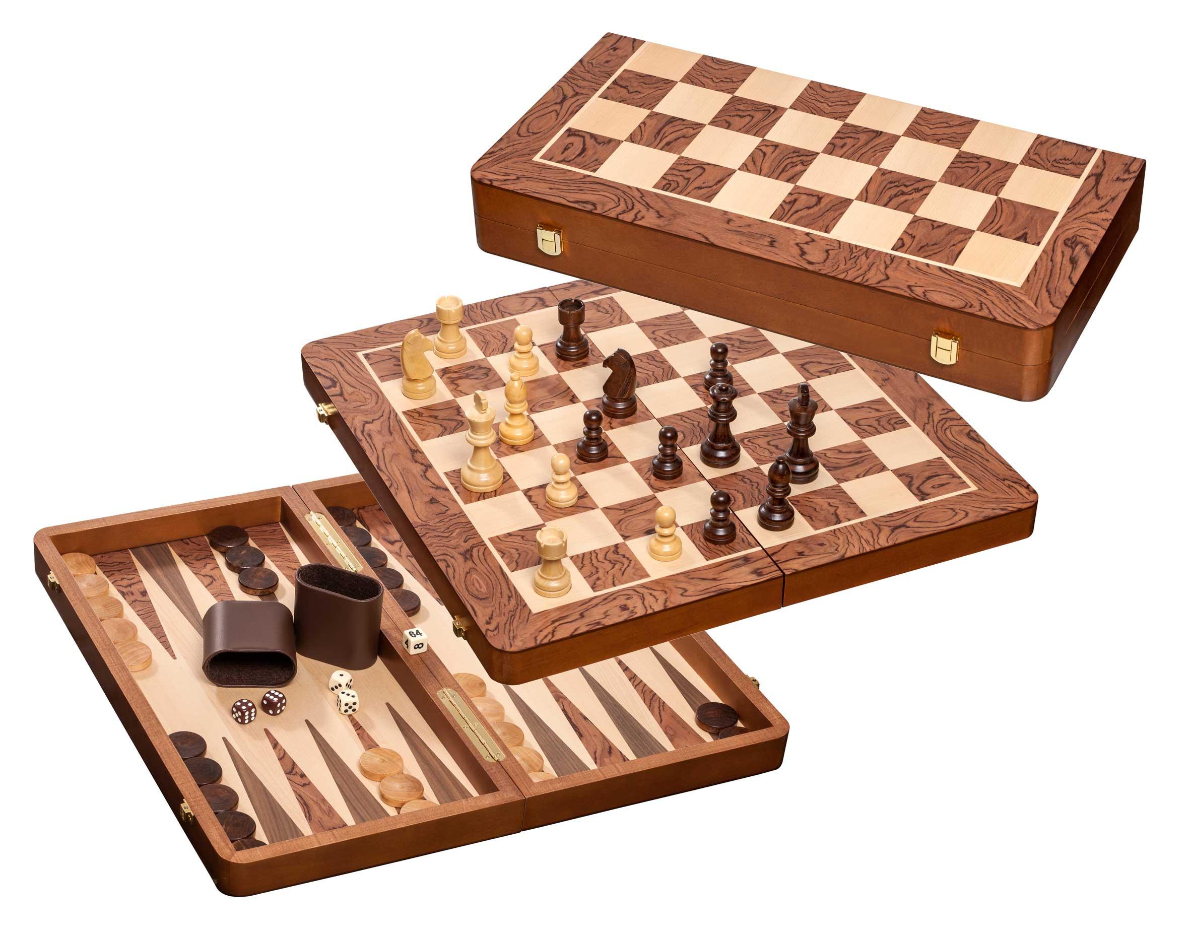 Philos-Spiele Schach-Backgammon-Dame-Set, Feld 50 mm 2520