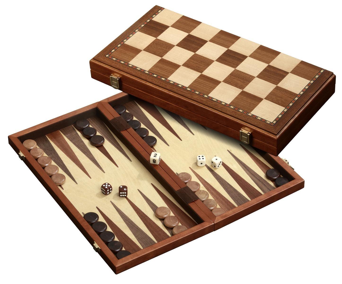 Philos-Spiele Schach Backgammon Dame Set, Feld 42 mm, magnetisch