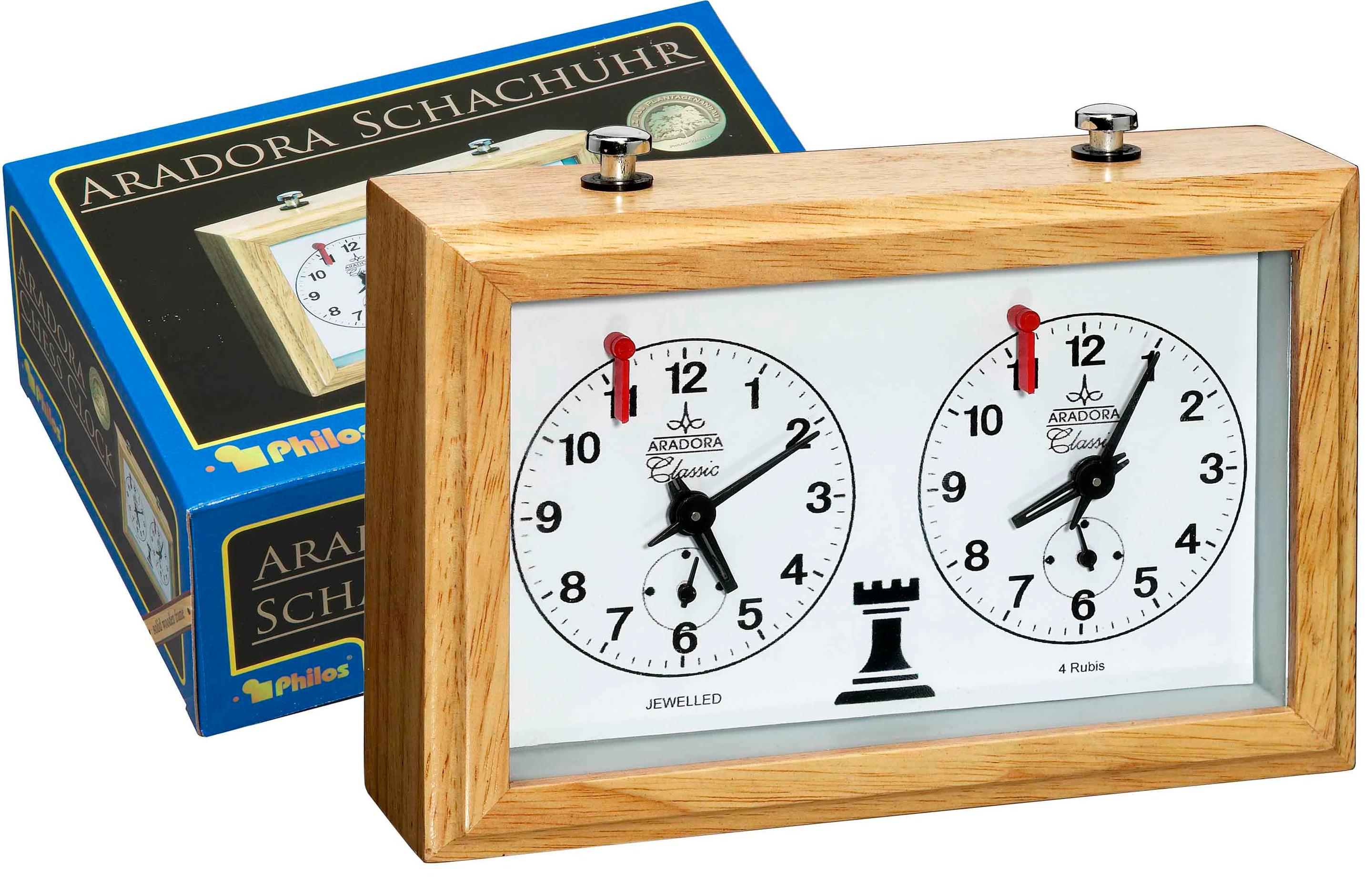 Philos-Spiele Aradora Schachuhr, mechanisch, Holzgehäuse 4680