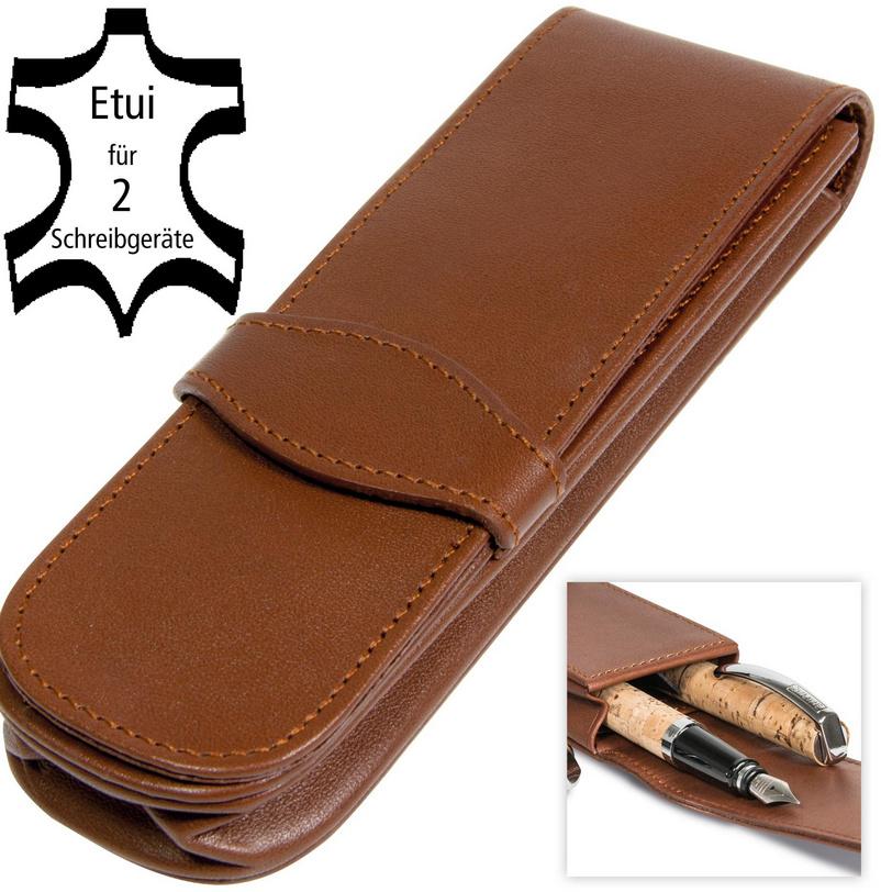 ONLINE Lederetui classic brown für 2 Stifte