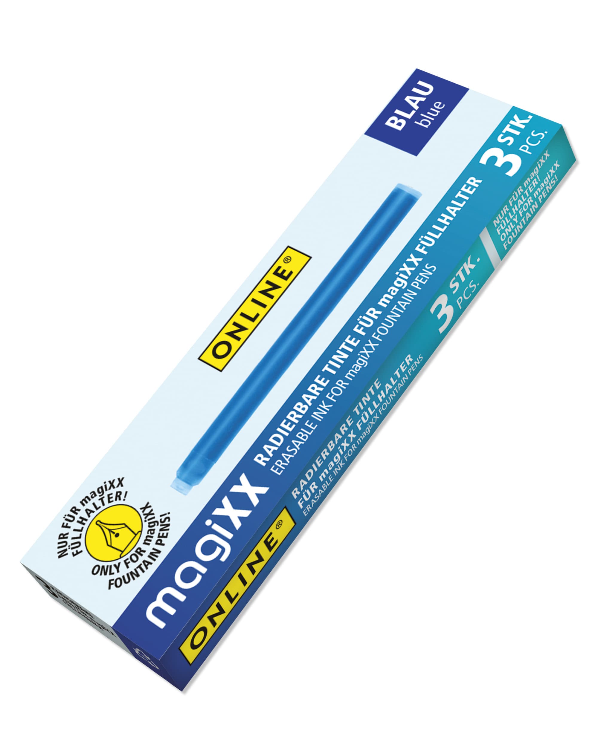ONLINE TINTE  MAGIXX,radierbar BLAU für Füller
