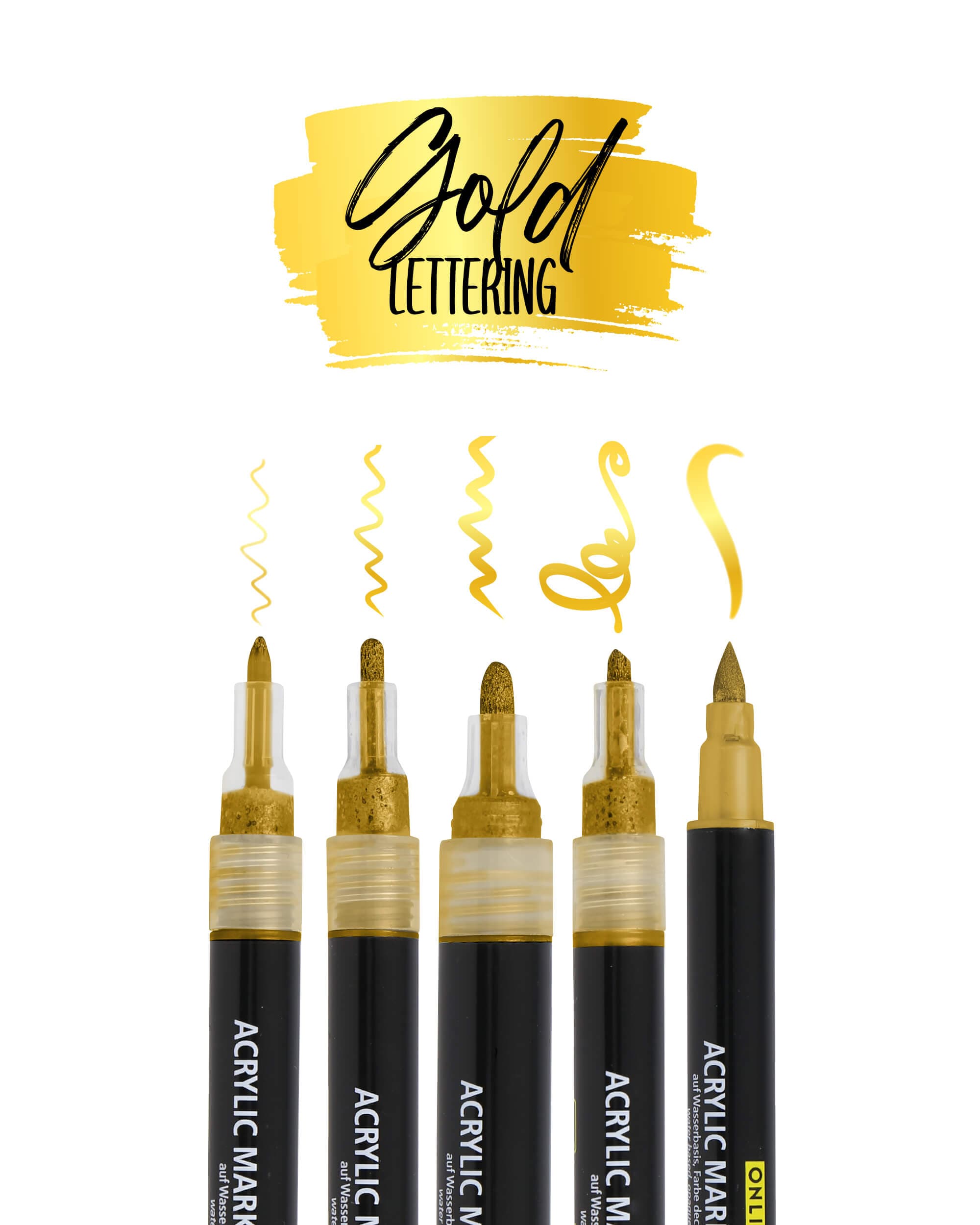 ONLINE Gold Lettering-Set Acrylmarker Etui