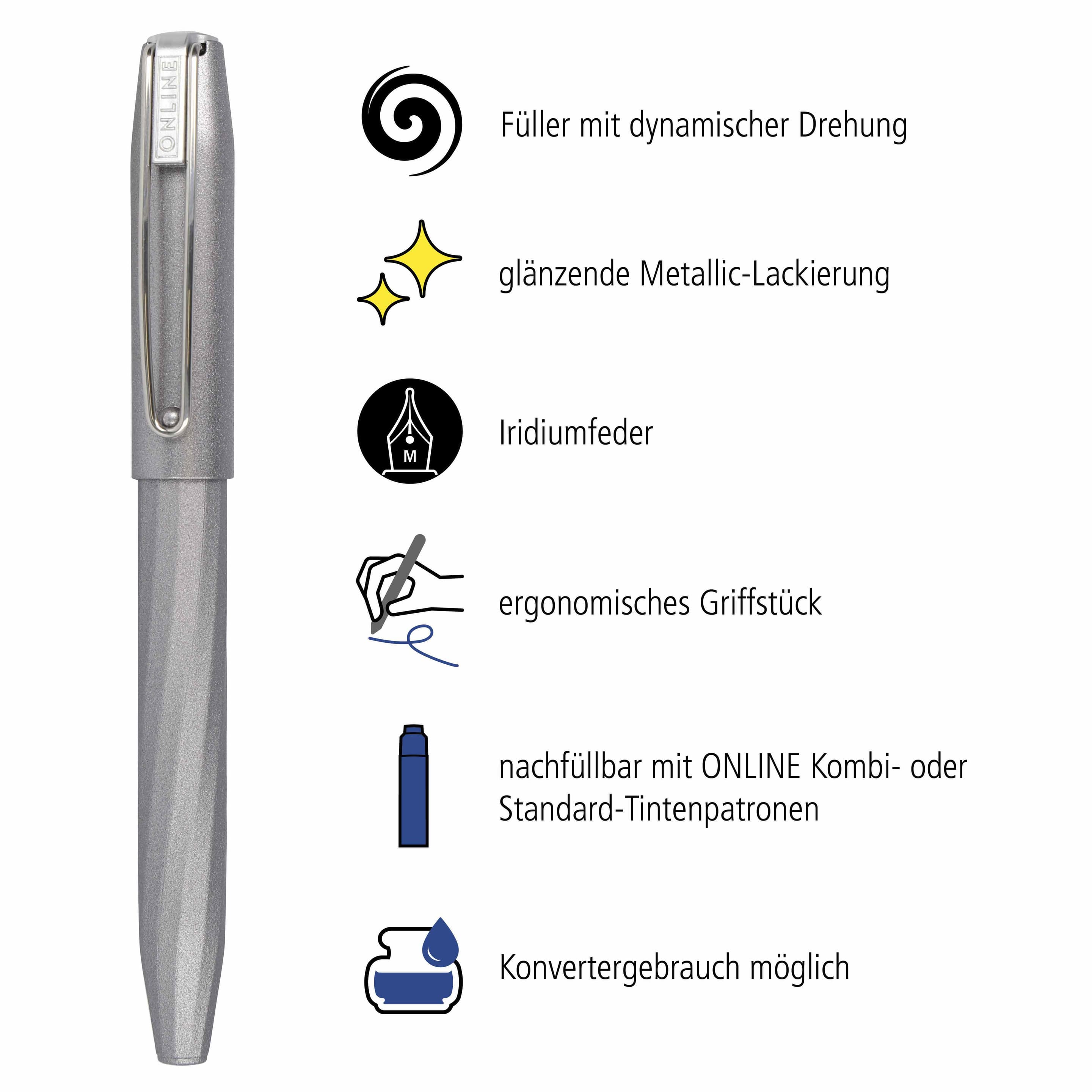 Produktbild ONLINE Füllhalter Slope Metallic Grey 8 von 8