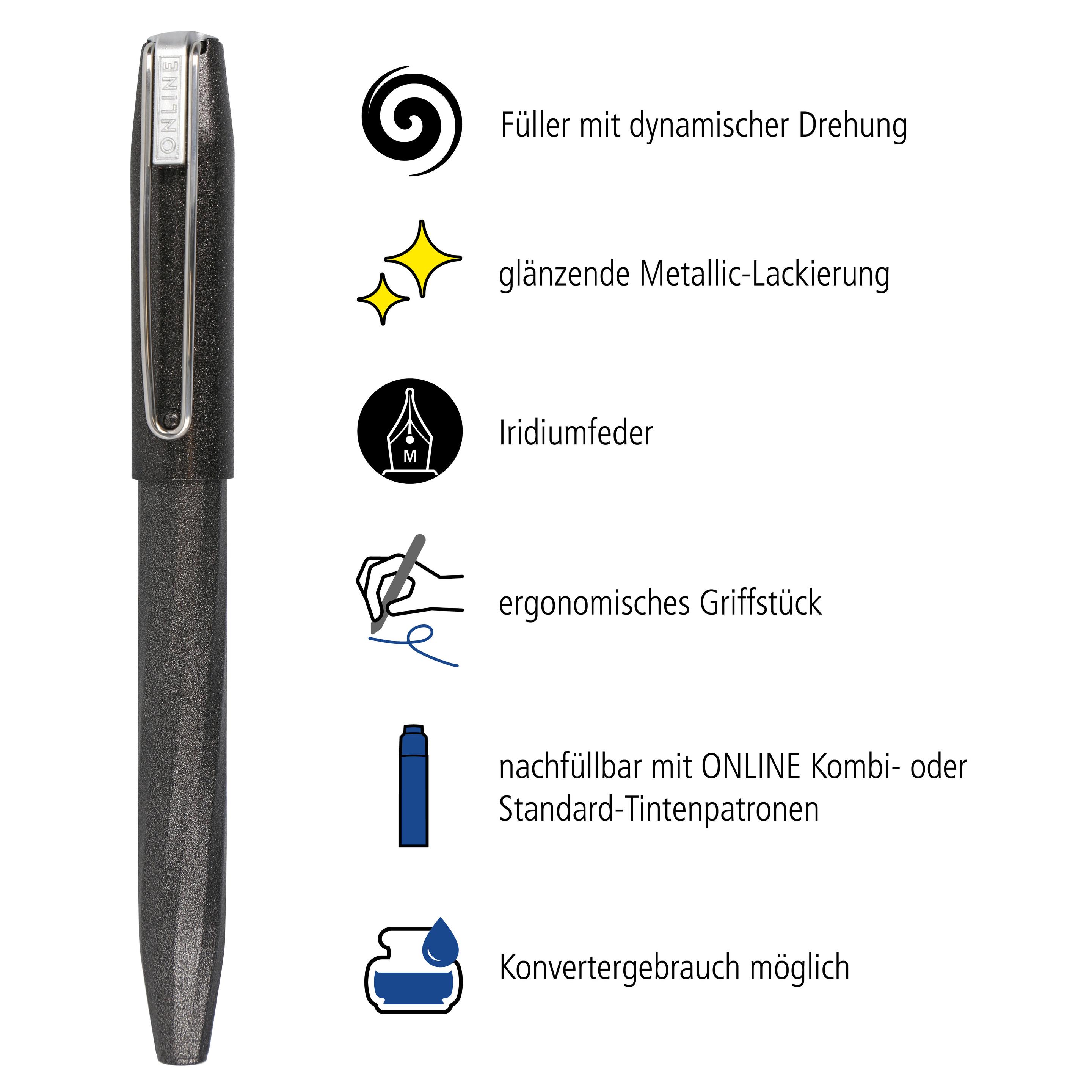 Produktbild ONLINE Füllhalter Slope Metallic Black 7 von 8