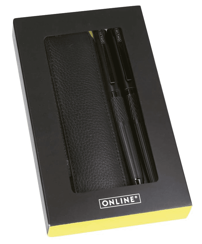 ONLINE Kugelschreiber + Füllhalter Linea Noir-Set inkl. Etui und Verpackung