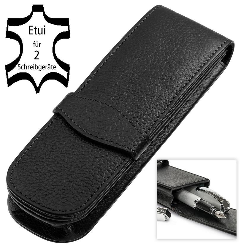 ONLINE Lederetui classic black für 2 Stifte